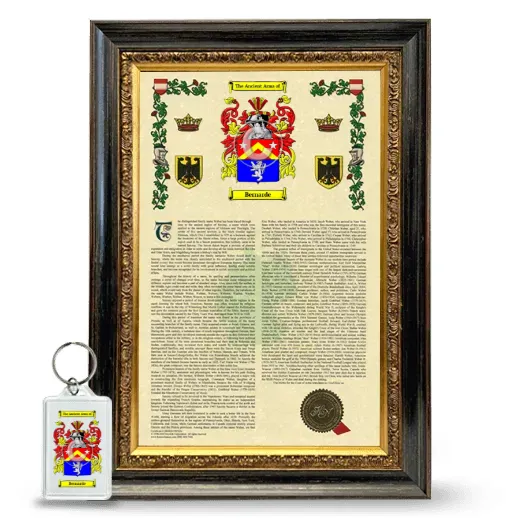 Bernarde Framed Armorial History and Keychain - Heirloom