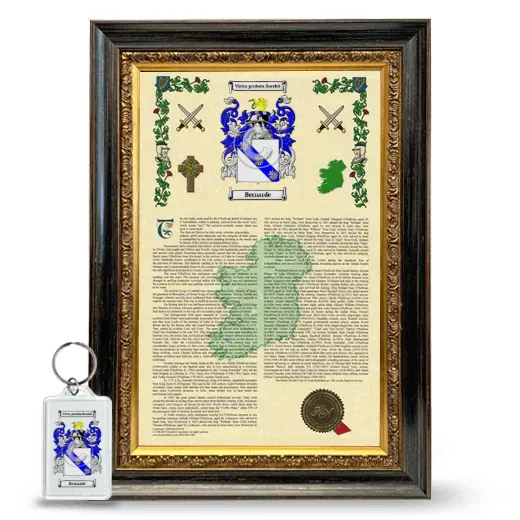 Bernarde Framed Armorial History and Keychain - Heirloom