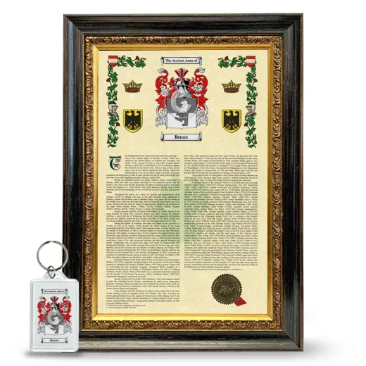 Berner Framed Armorial History and Keychain - Heirloom
