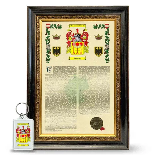 Berning Framed Armorial History and Keychain - Heirloom