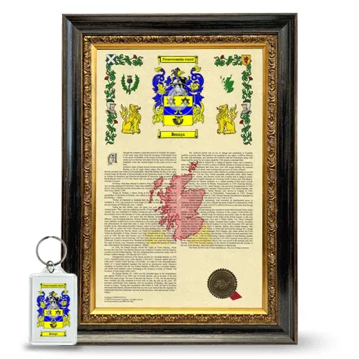 Bernys Framed Armorial History and Keychain - Heirloom