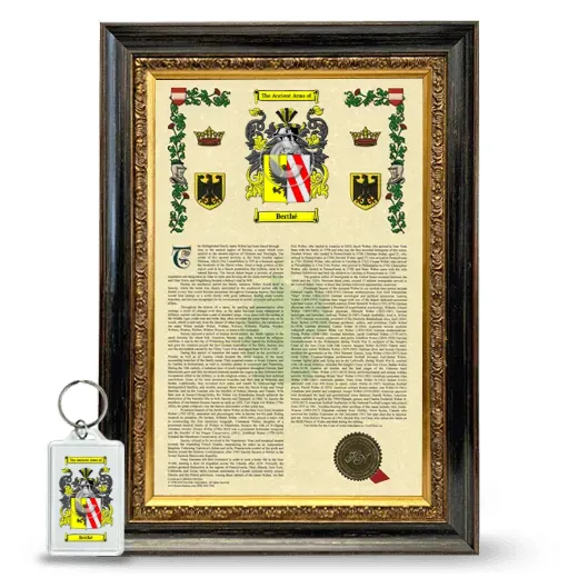 Berthé Framed Armorial History and Keychain - Heirloom