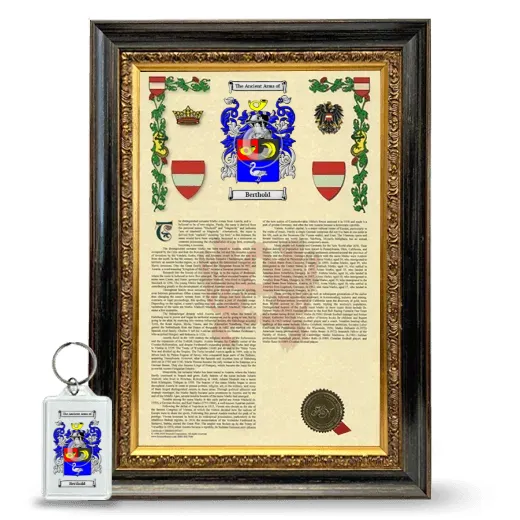 Berthold Framed Armorial History and Keychain - Heirloom