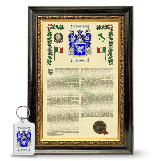 Bertolani Framed Armorial History and Keychain - Heirloom