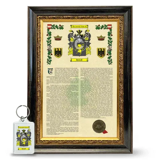 Bertolf Framed Armorial History and Keychain - Heirloom