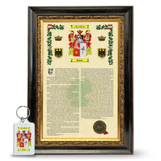 Berton Framed Armorial History and Keychain - Heirloom