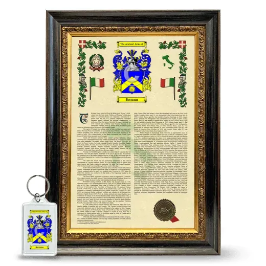 Bertram Framed Armorial History and Keychain - Heirloom