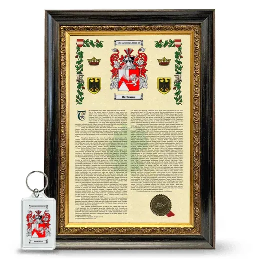 Bertrame Framed Armorial History and Keychain - Heirloom