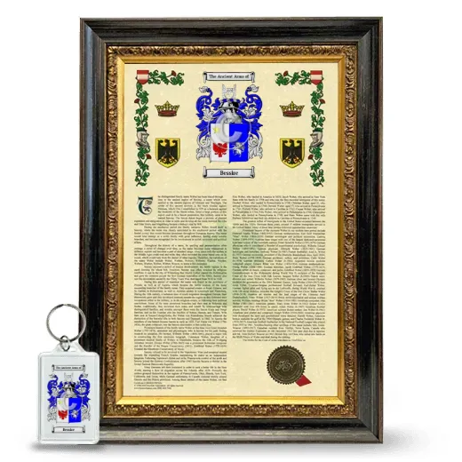 Bessire Framed Armorial History and Keychain - Heirloom