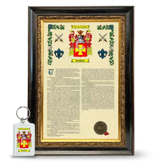 Beuddoins Framed Armorial History and Keychain - Heirloom