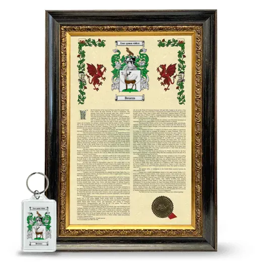 Beuern Framed Armorial History and Keychain - Heirloom