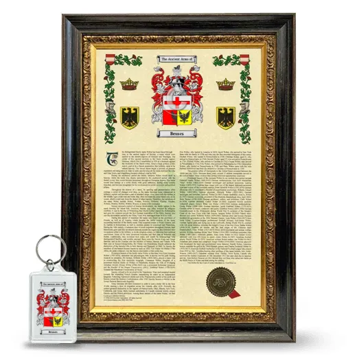 Beuses Framed Armorial History and Keychain - Heirloom