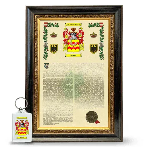 Beverel Framed Armorial History and Keychain - Heirloom
