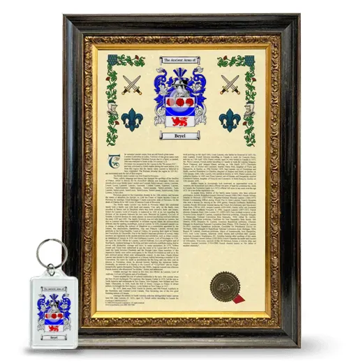Beyel Framed Armorial History and Keychain - Heirloom