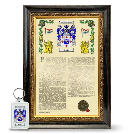 Beyeler Framed Armorial History and Keychain - Heirloom