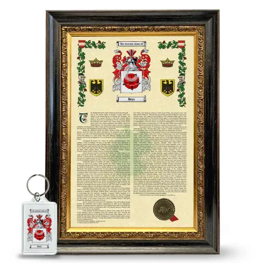 Beys Framed Armorial History and Keychain - Heirloom