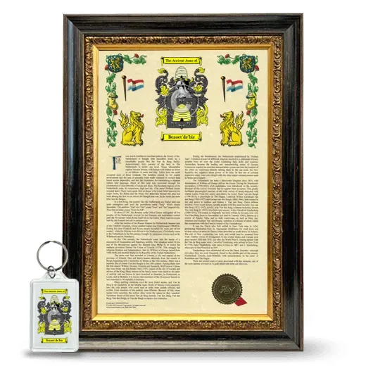 Bezoet'de'bie Framed Armorial History and Keychain - Heirloom