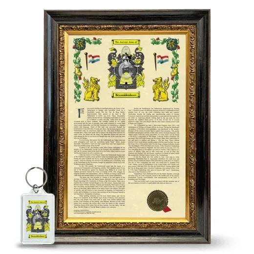 Bezouidenhout Framed Armorial History and Keychain - Heirloom
