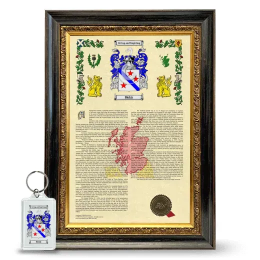 Bickir Framed Armorial History and Keychain - Heirloom