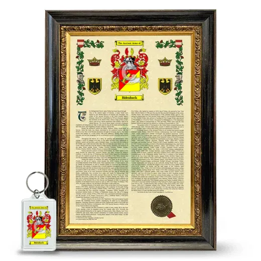 Bidenbach Framed Armorial History and Keychain - Heirloom
