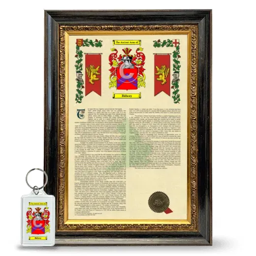 Bidway Framed Armorial History and Keychain - Heirloom