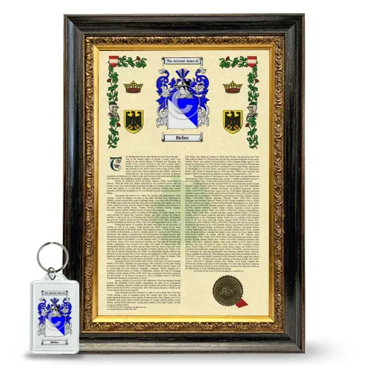 Bieber Framed Armorial History and Keychain - Heirloom