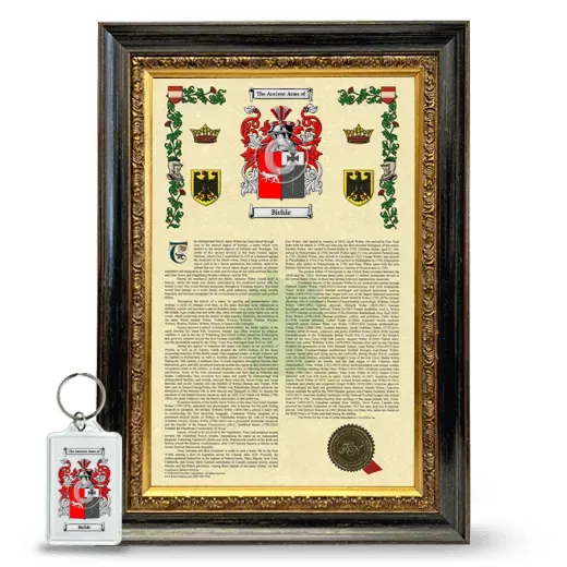 Biehle Framed Armorial History and Keychain - Heirloom