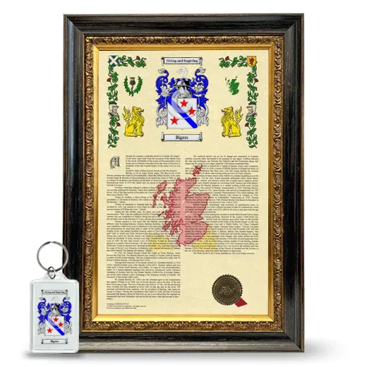 Bigers Framed Armorial History and Keychain - Heirloom