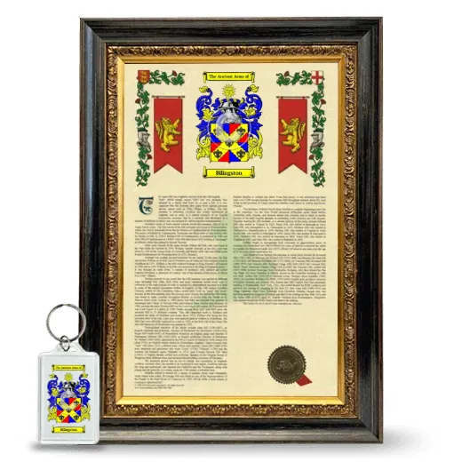 Bilingston Framed Armorial History and Keychain - Heirloom