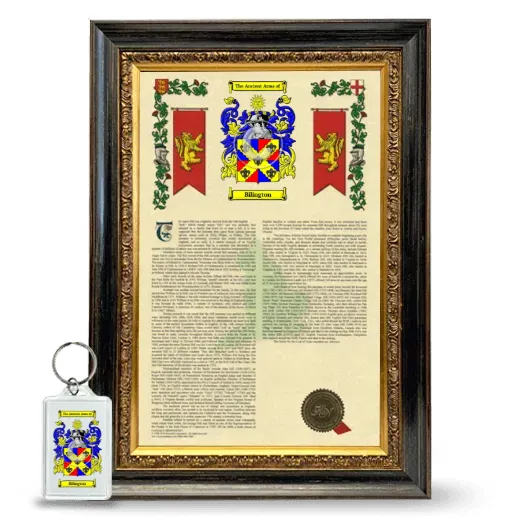 Bilington Framed Armorial History and Keychain - Heirloom