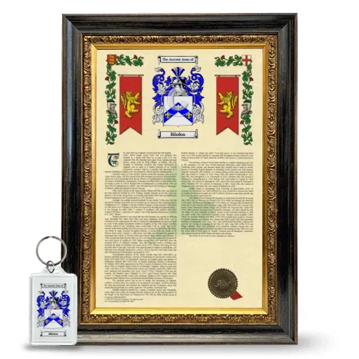 Bilsdon Framed Armorial History and Keychain - Heirloom