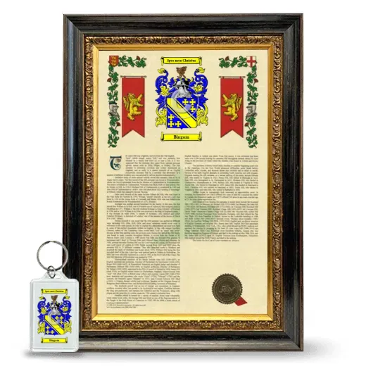 Bingam Framed Armorial History and Keychain - Heirloom