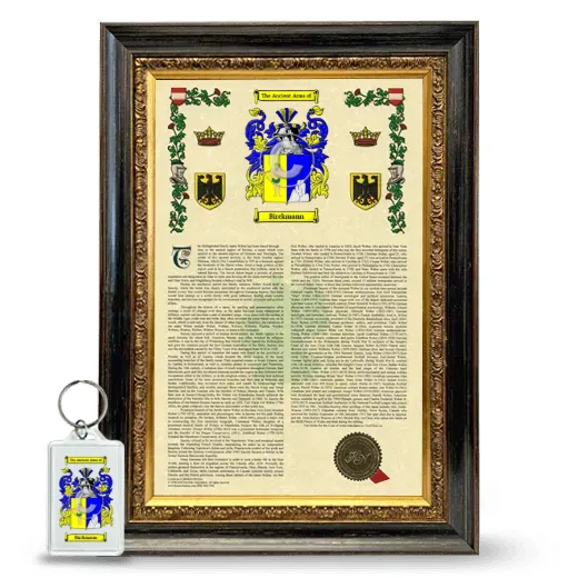 Birckmann Framed Armorial History and Keychain - Heirloom
