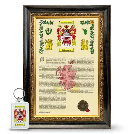 Birkenshaw Framed Armorial History and Keychain - Heirloom