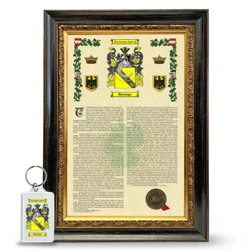 Biswange Framed Armorial History and Keychain - Heirloom