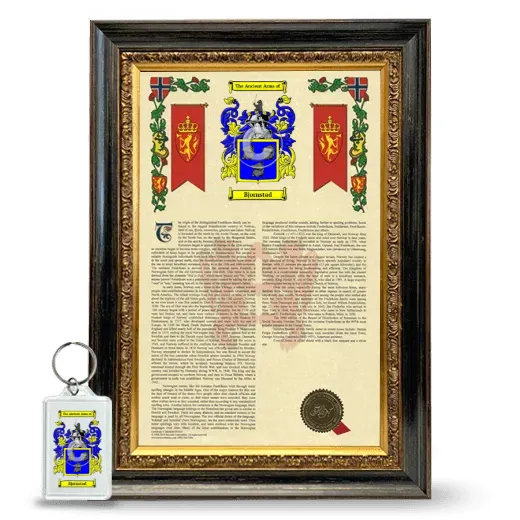 Bjornstad Framed Armorial History and Keychain - Heirloom