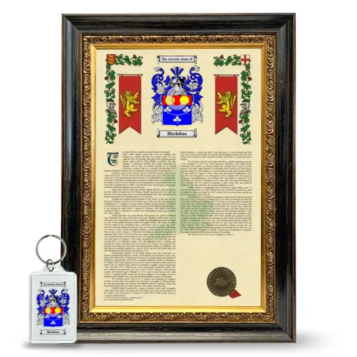 Blackdom Framed Armorial History and Keychain - Heirloom