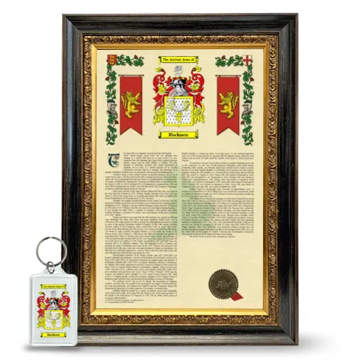 Blackmen Framed Armorial History and Keychain - Heirloom