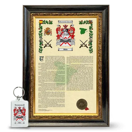 Blaka Framed Armorial History and Keychain - Heirloom