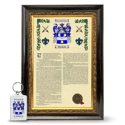 Blanchauld Framed Armorial History and Keychain - Heirloom