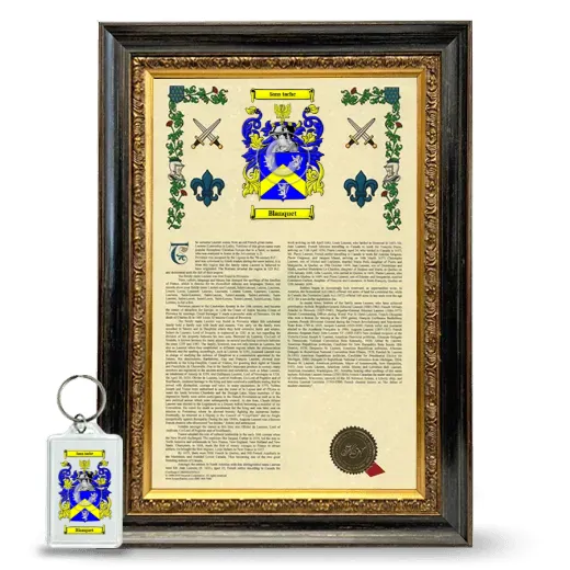 Blanquet Framed Armorial History and Keychain - Heirloom