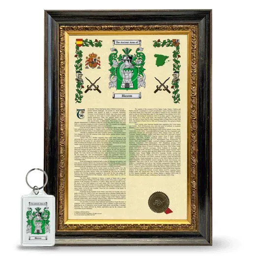 Blascos Framed Armorial History and Keychain - Heirloom