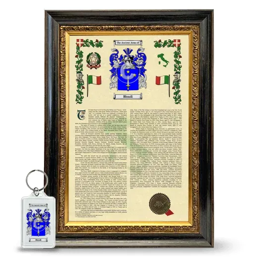 Blondi Framed Armorial History and Keychain - Heirloom