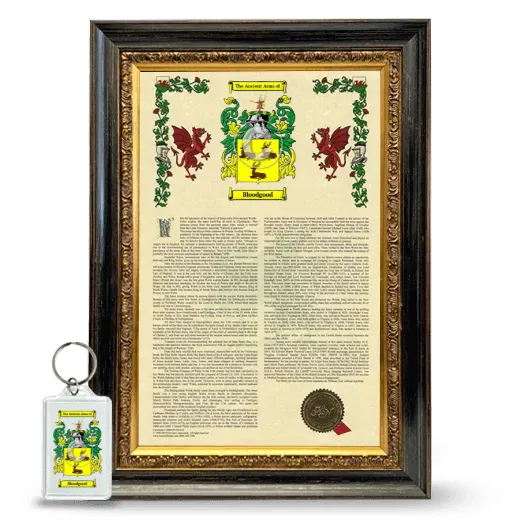 Bloodgood Framed Armorial History and Keychain - Heirloom
