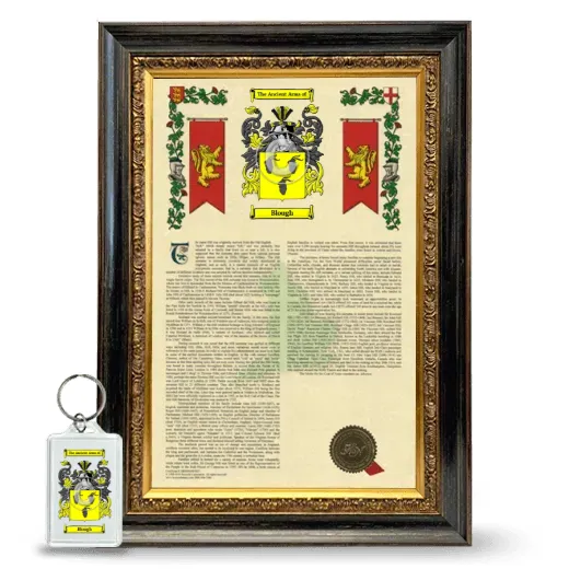 Blough Framed Armorial History and Keychain - Heirloom