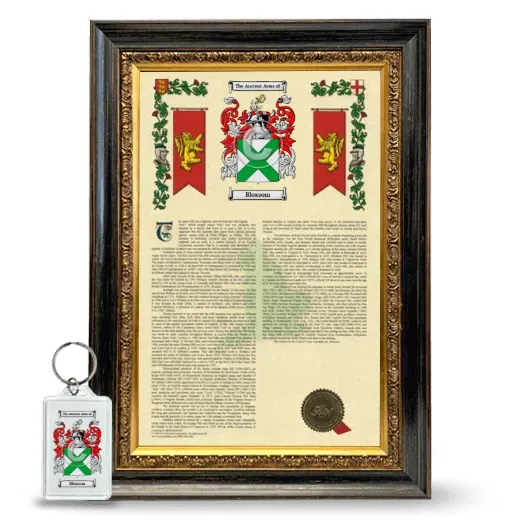 Bloxsom Framed Armorial History and Keychain - Heirloom