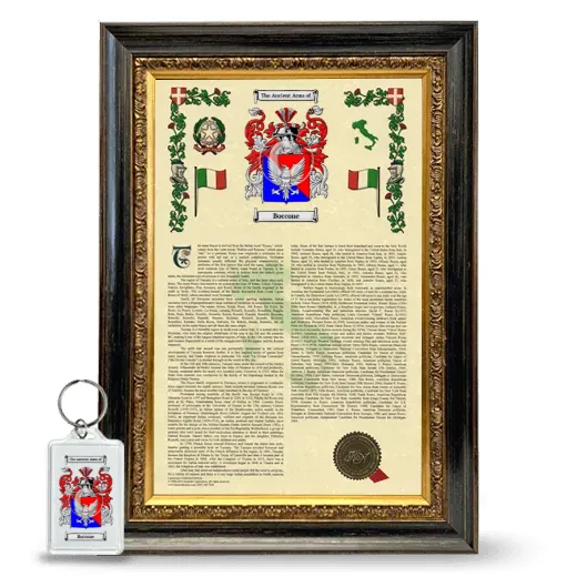 Boccone Framed Armorial History and Keychain - Heirloom
