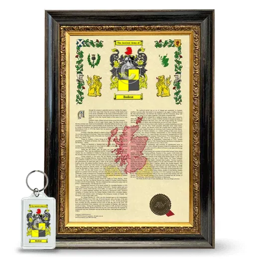 Bodent Framed Armorial History and Keychain - Heirloom