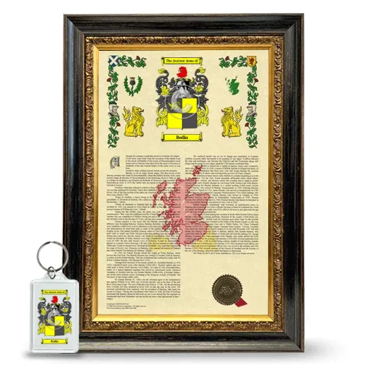 Bodin Framed Armorial History and Keychain - Heirloom