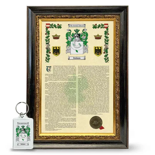 Bodman Framed Armorial History and Keychain - Heirloom